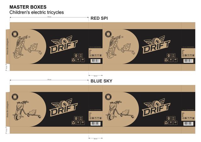 Master box dieline design for Drift children's electric tricycles