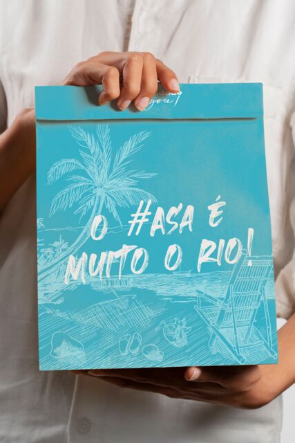 ASA Rio delivery bag — 'Seu ASA Rio chegou' social media campaign design