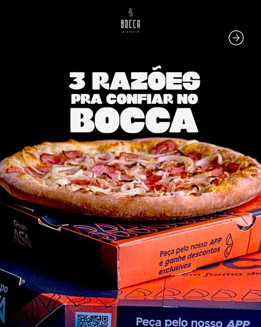 Bocca Pizzaria social media post — '100% delivery' concept