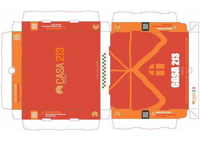 Casa 213 Pizzeria pizza box dieline design