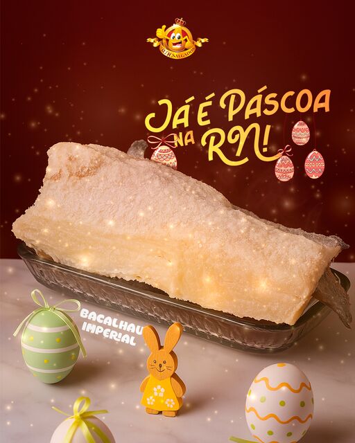 R.N. Salgados Easter social media post — 'Já é Páscoa na RN'